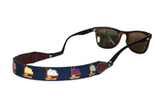 Asher Riley needlepoint sailboat on blue sunglass straps