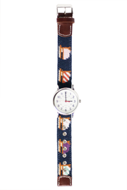 Asher Riley sailboat needlepoint watch strap and Timex watch face