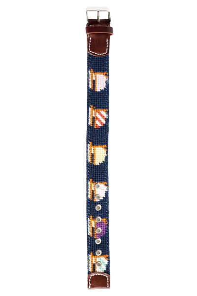 Asher Riley sailboat needlepoint watch strap