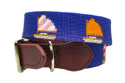 Sailboat needlepoint dog collar by Asher Riley