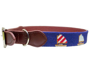 Sailboat needlepoint dog collar by Asher Riley