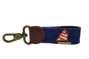 Sailboat needlepoint key fob by Asher Riley