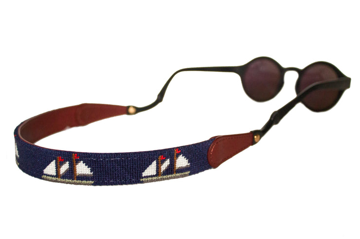 Asher Riley needlepoint ships sailing sunglass straps