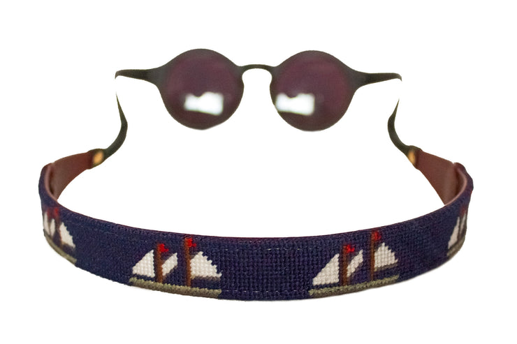 Asher Riley needlepoint ships sailing sunglass straps