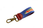 Trout needlepoint key fob by Asher Riley