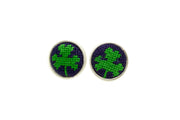 Asher Riley shamrock needlepoint cufflinks