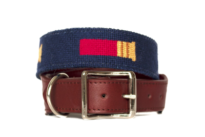 Shotgun shell needlepoint dog collar by Asher Riley