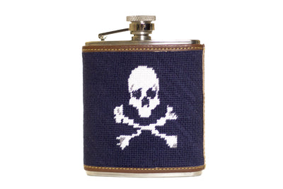Asher Riley jolly roger needlepoint flask