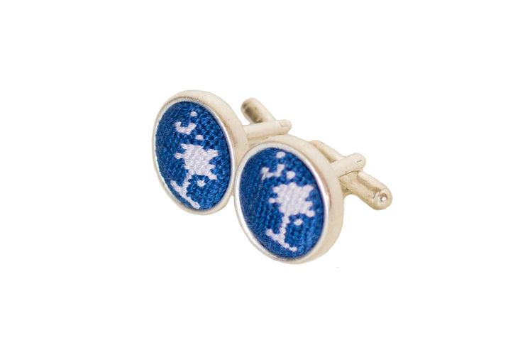 Asher Riley crescent and palm needlepoint cufflinks