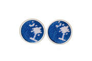 Asher Riley crescent and palm needlepoint cufflinks
