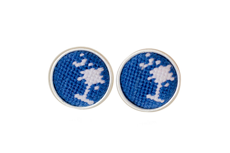 Asher Riley crescent and palm needlepoint cufflinks