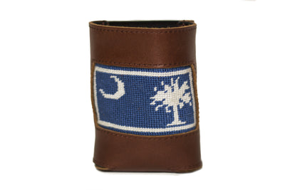 South Carolina Flag needlepoint can cooler leather koozie by Asher Riley