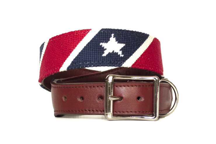 Red, White, and Blue Needlepoint Dog Collar by Asher Riley