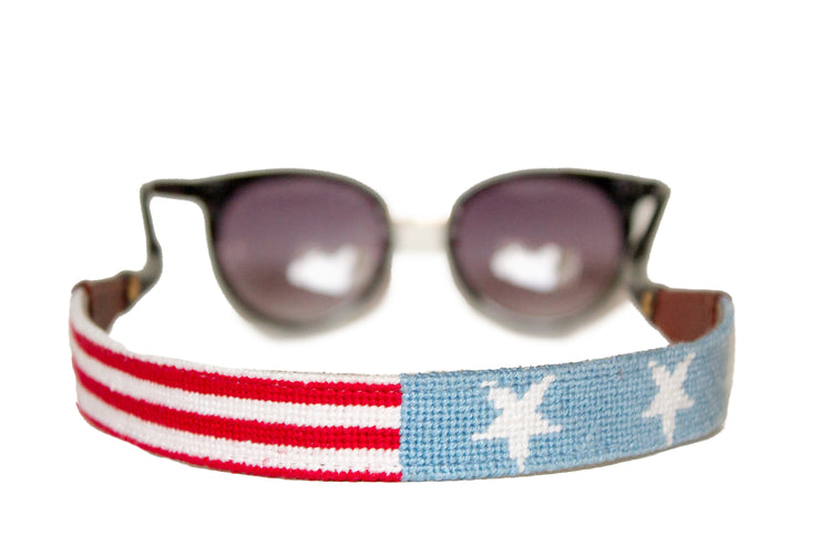 Asher Riley stars and stripes needlepoint sunglass straps