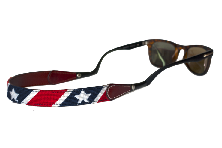 Asher Riley patriot needlepoint sunglass straps