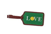 Tennis needlepoint luggage tag by Asher Riley