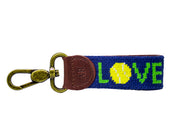 Tennis Love Needlepoint Key Fob by Asher Riley