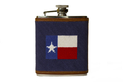 Asher Riley needlepoint Texas Flag Flask