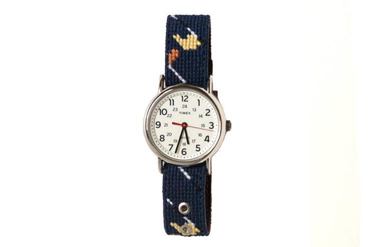 Asher Riley golf classic needlepoint watch strap and Timex Watch face