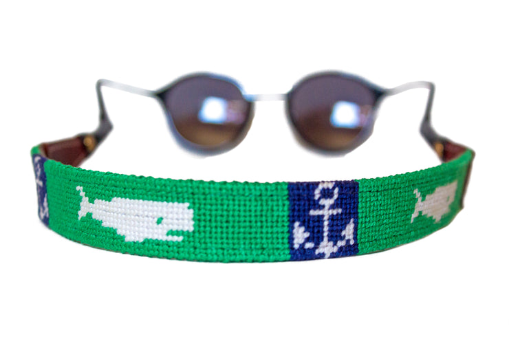 Whale and Anchor Needlepoint sunglass straps by Asher Riley