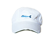 Bone Fish on white needlepoint hat Asher Riley