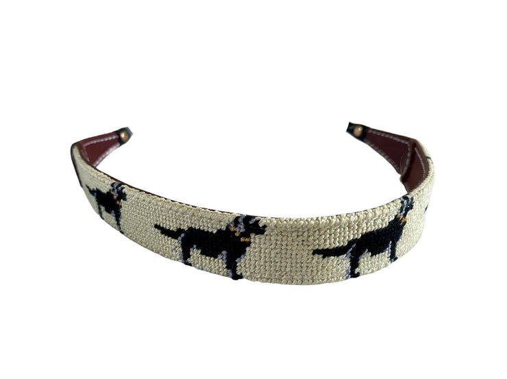 Black Lab on Cream Needlepoint Sunglass Straps