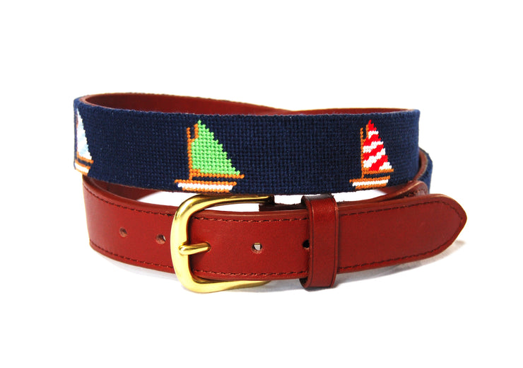 Asher Riley Sailboat 2 Needlepoint Belt