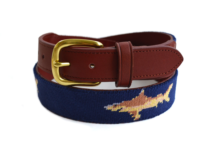 Asher Riley Shark Needlepoint Belt