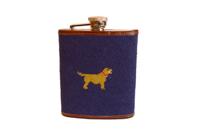 Asher Riley Dog Needlepoint Flask 