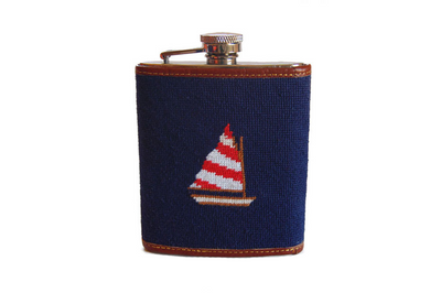 Asher Riley Sailboat Needlepoint Flask