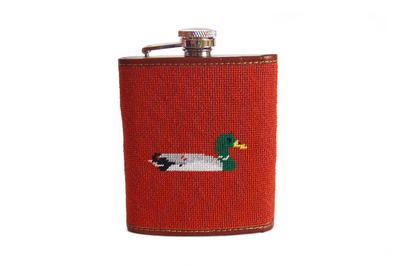 Asher Riley Mallard Needlepoint Flask