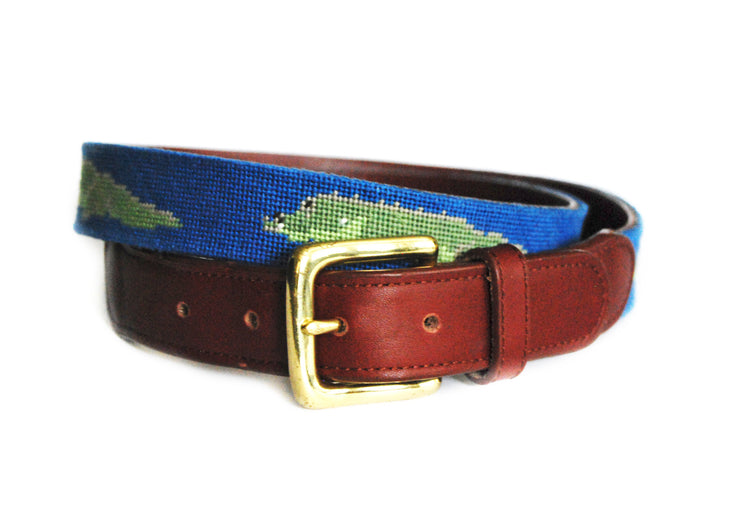 Asher Riley Gator Needlepoint Belt